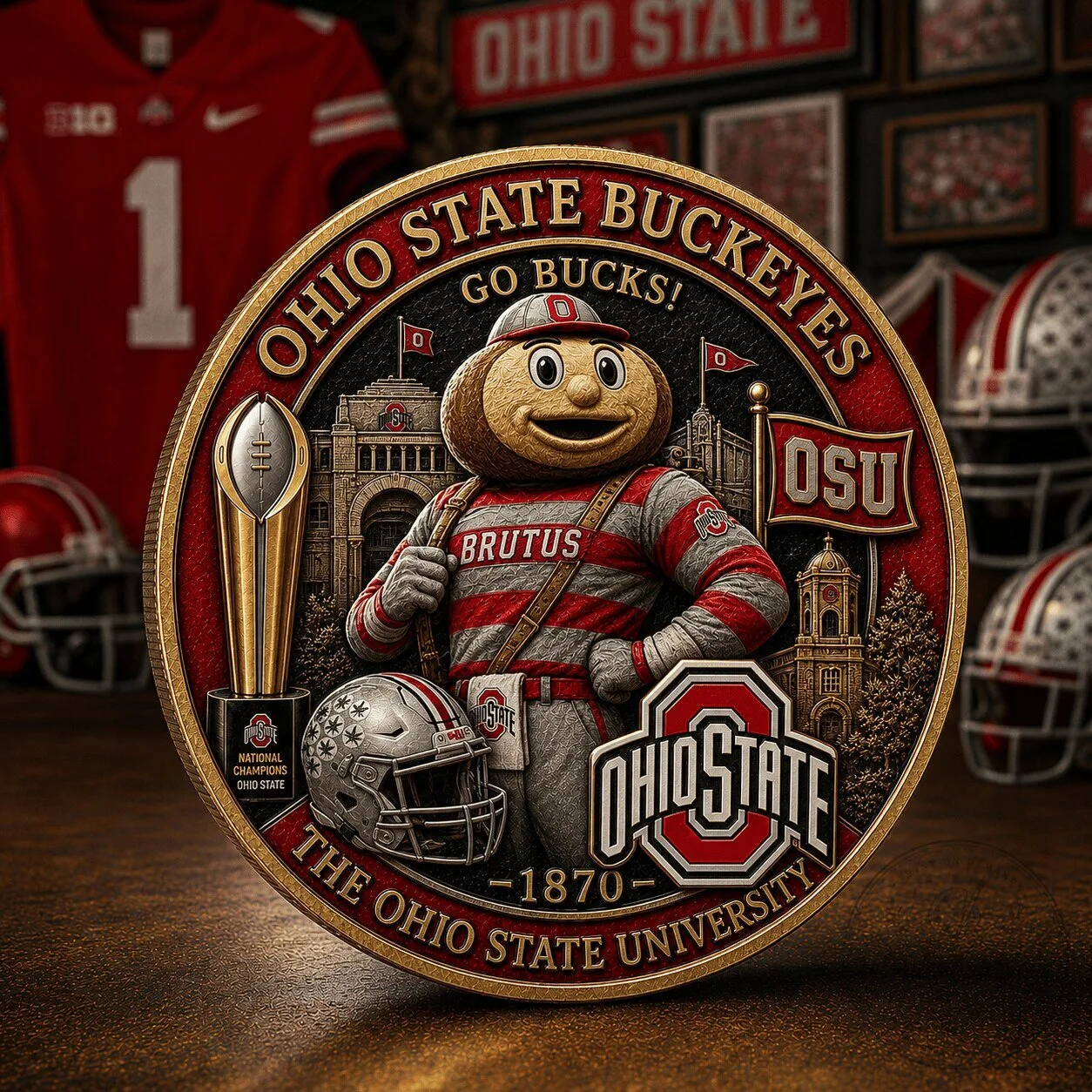Ohio State Buckeyes Brutus Buckeye National Champions Commemorative Coin