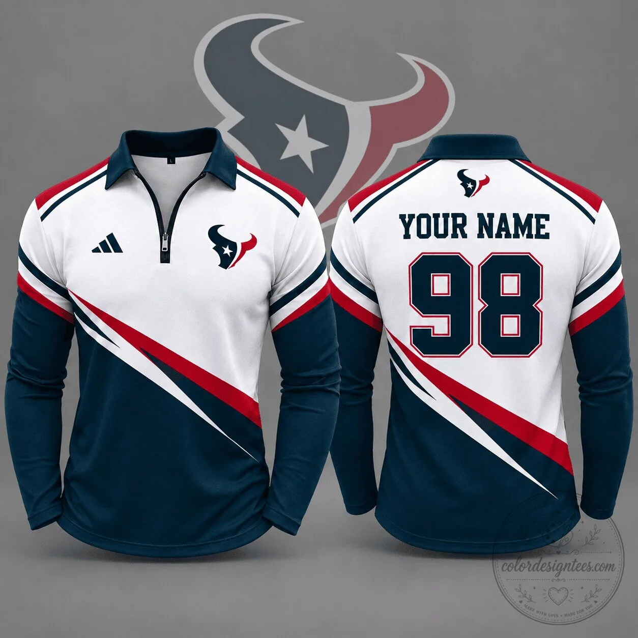 Houston Texans National Football League Quarter Zip Long Sleeve Polo Shirt