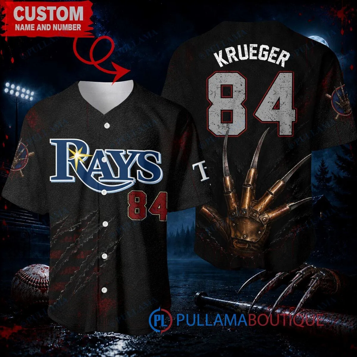 Freddy Krueger Tampa Bay Rays Baseball Jersey Custom Name Number