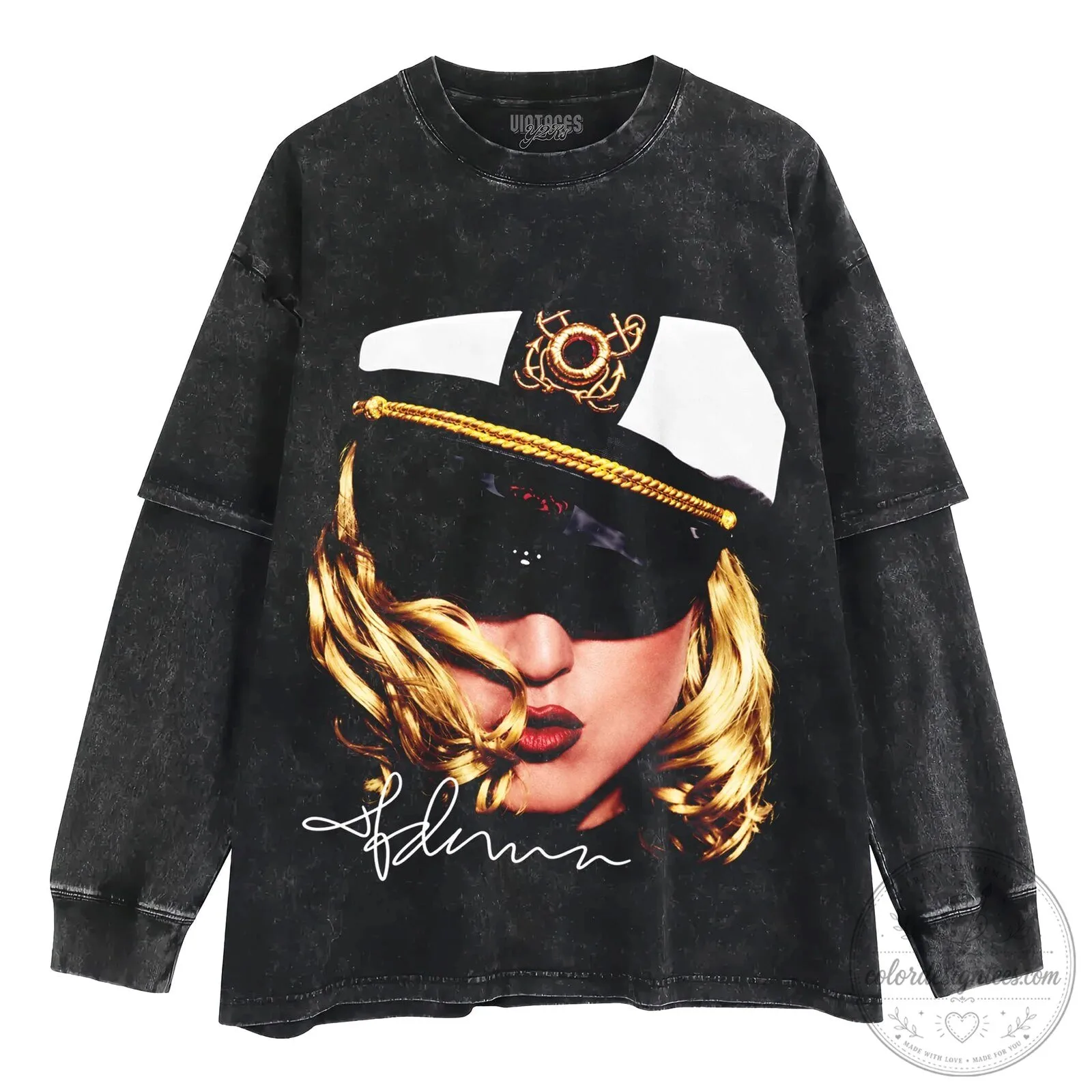 Madonna Vintage Black T-Shirt with Sailor Hat Photo Print 14 Madonna Vintage Black T-Shirt with Sailor Hat Photo Print