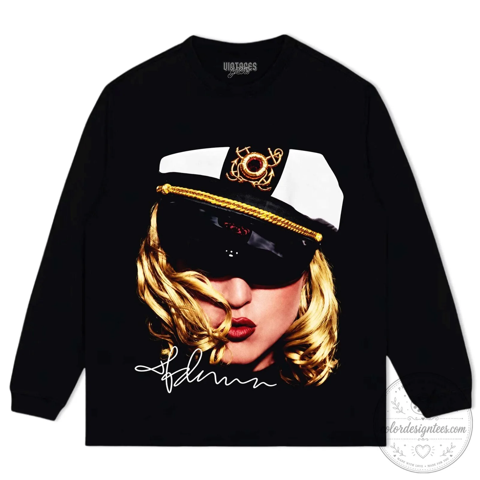 Madonna Vintage Black T-Shirt with Sailor Hat Photo Print 15 Madonna Vintage Black T-Shirt with Sailor Hat Photo Print