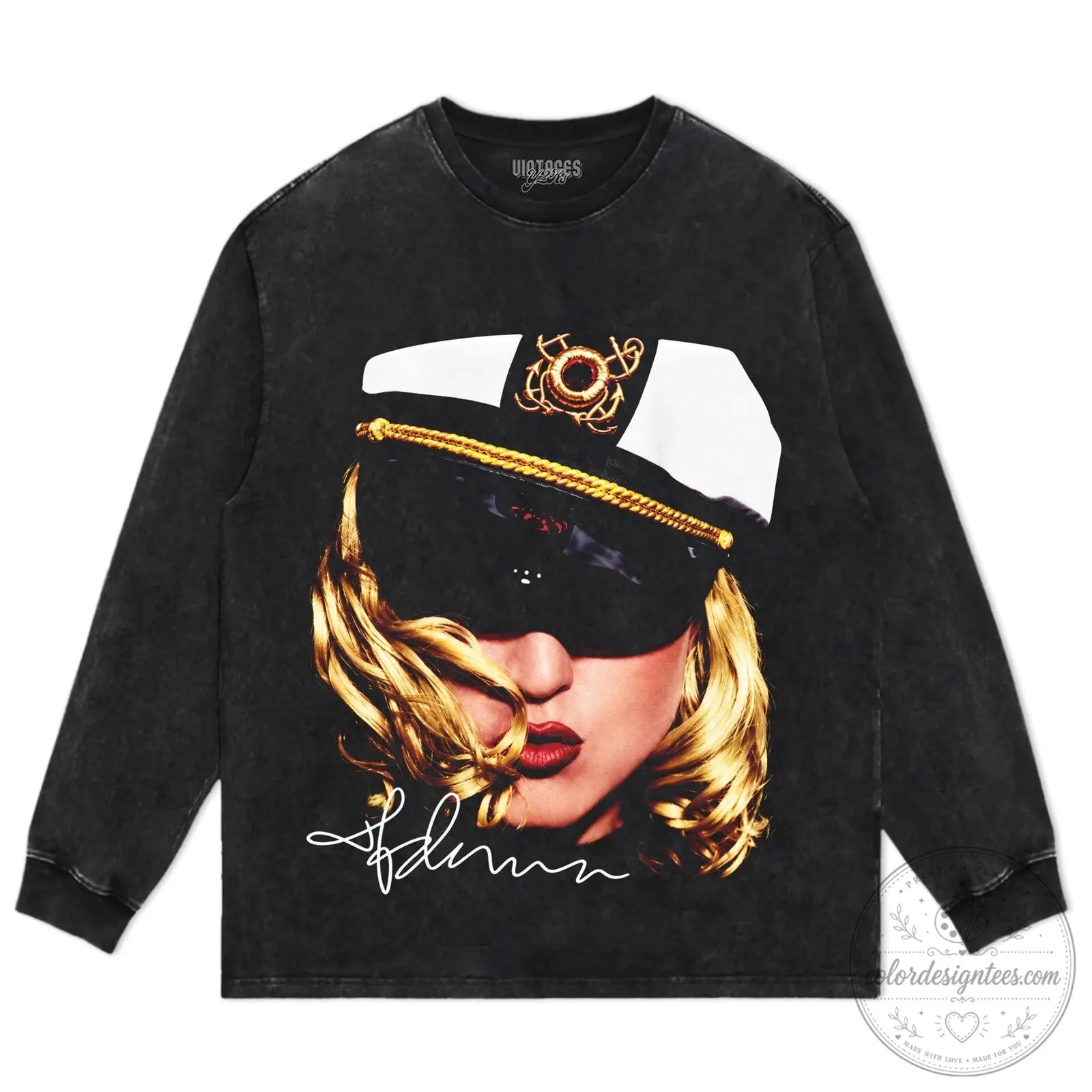 Madonna Vintage Black T-Shirt with Sailor Hat Photo Print 16 Madonna Vintage Black T-Shirt with Sailor Hat Photo Print