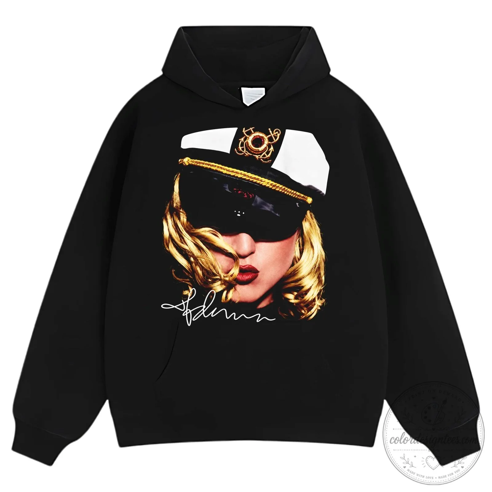 Madonna Vintage Black T-Shirt with Sailor Hat Photo Print 17 Madonna Vintage Black T-Shirt with Sailor Hat Photo Print
