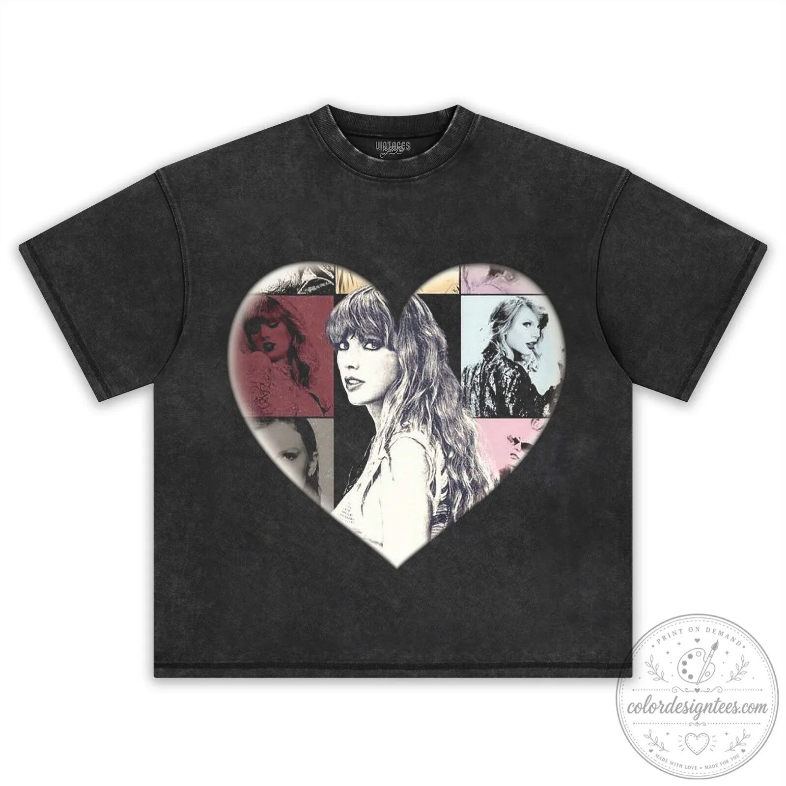 Taylor Swift Heart Collage Black Graphic T-Shirt 9 Taylor Swift Heart Collage Black Graphic T-Shirt
