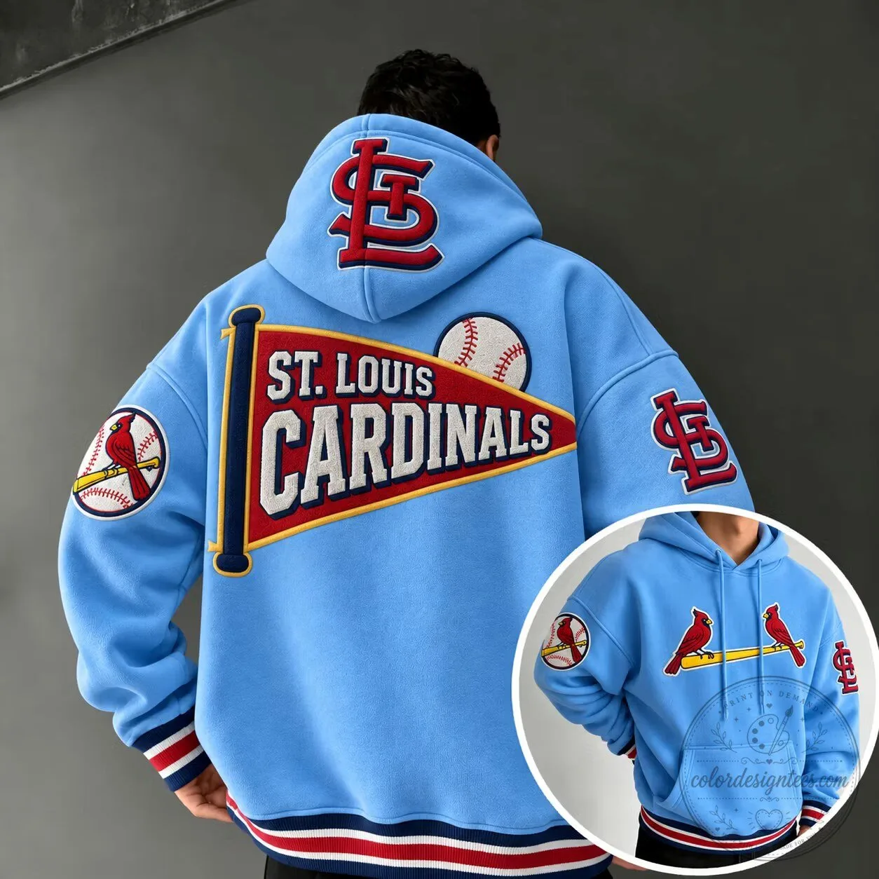 St. Louis Cardinals Baseball Team Logo Light Blue Hoodie