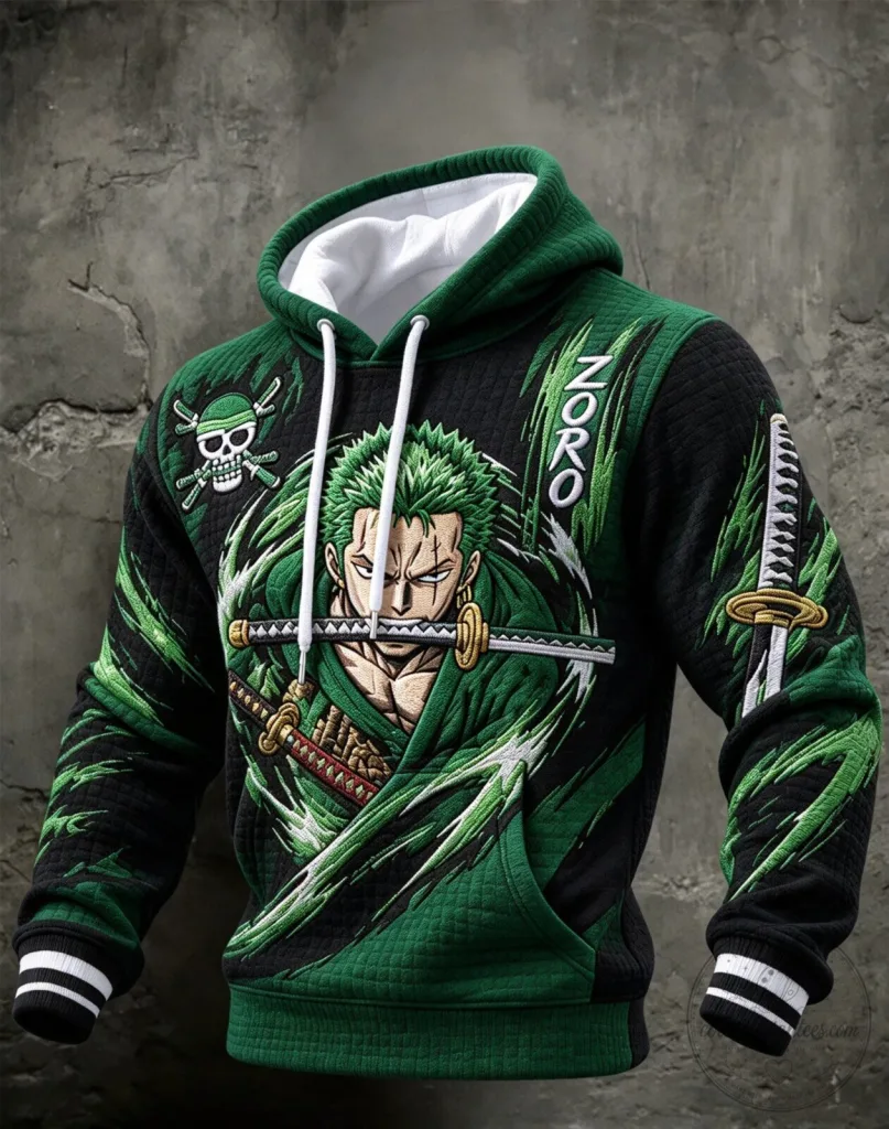 Roronoa Zoro One Piece Anime Character Graphic Print Pullover Hoodie 1 Roronoa Zoro One Piece Anime Character Graphic Print Pullover Hoodie