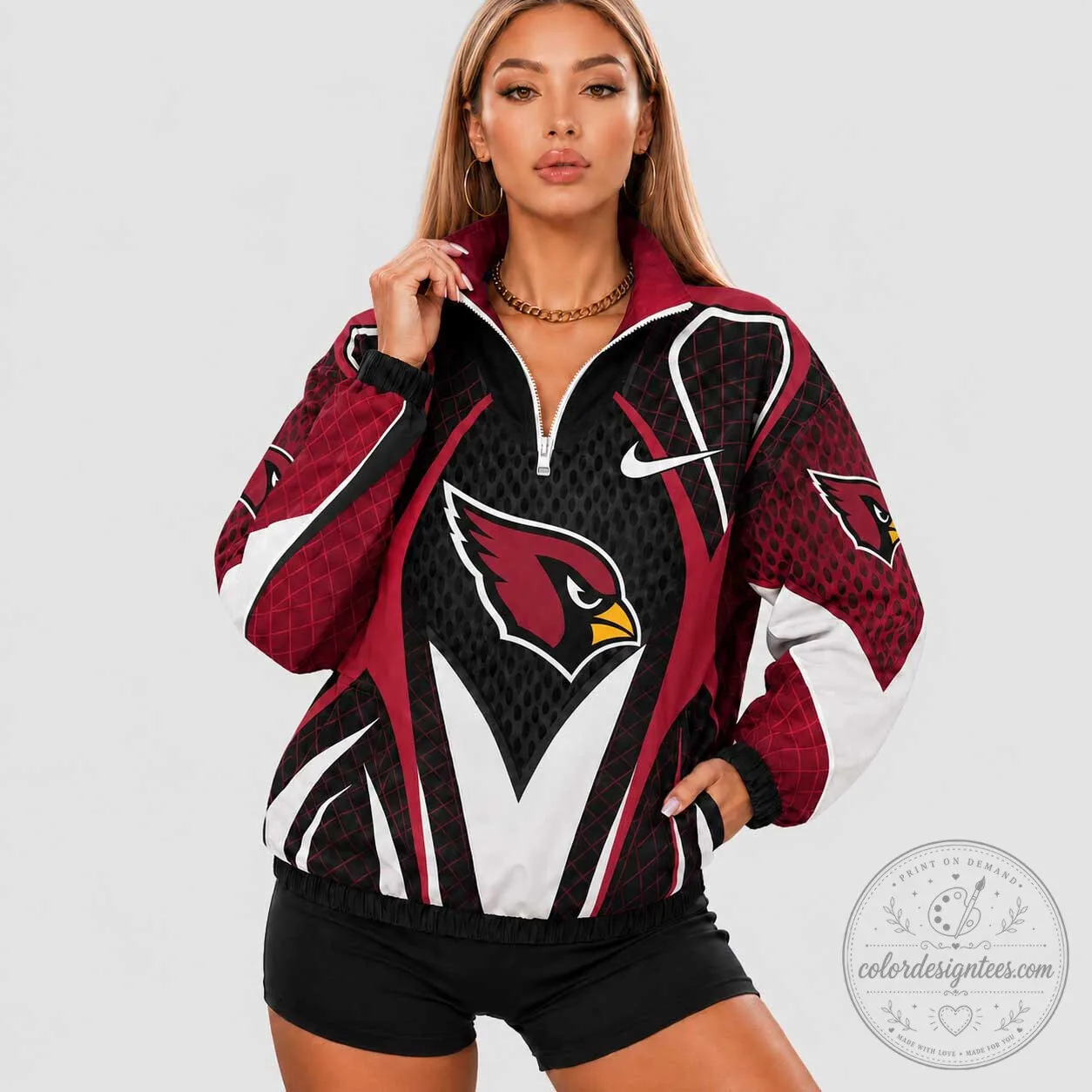 Arizona Cardinals National Football League Women's Stadium Queen Quarter Zip Jacket