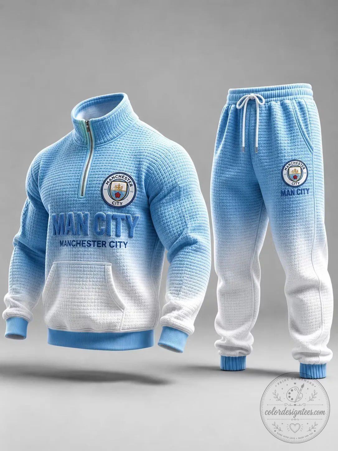 Manchester City Football Club Quarter Zip Pullover Sweatshirt and Jogger Pants Set