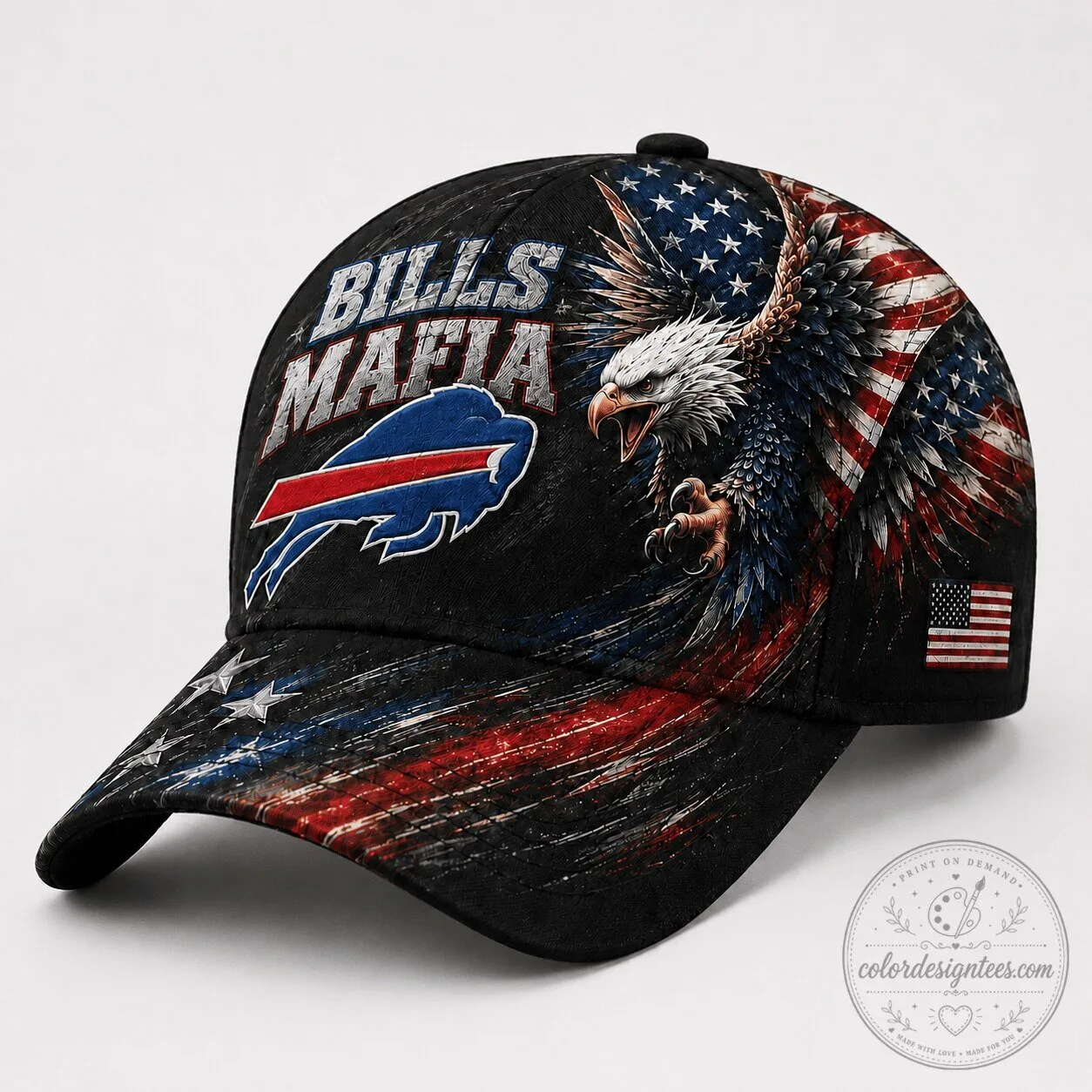 Buffalo Bills Mafia American Flag Eagle Baseball Cap Hat 2 Buffalo Bills Mafia American Flag Eagle Baseball Cap Hat