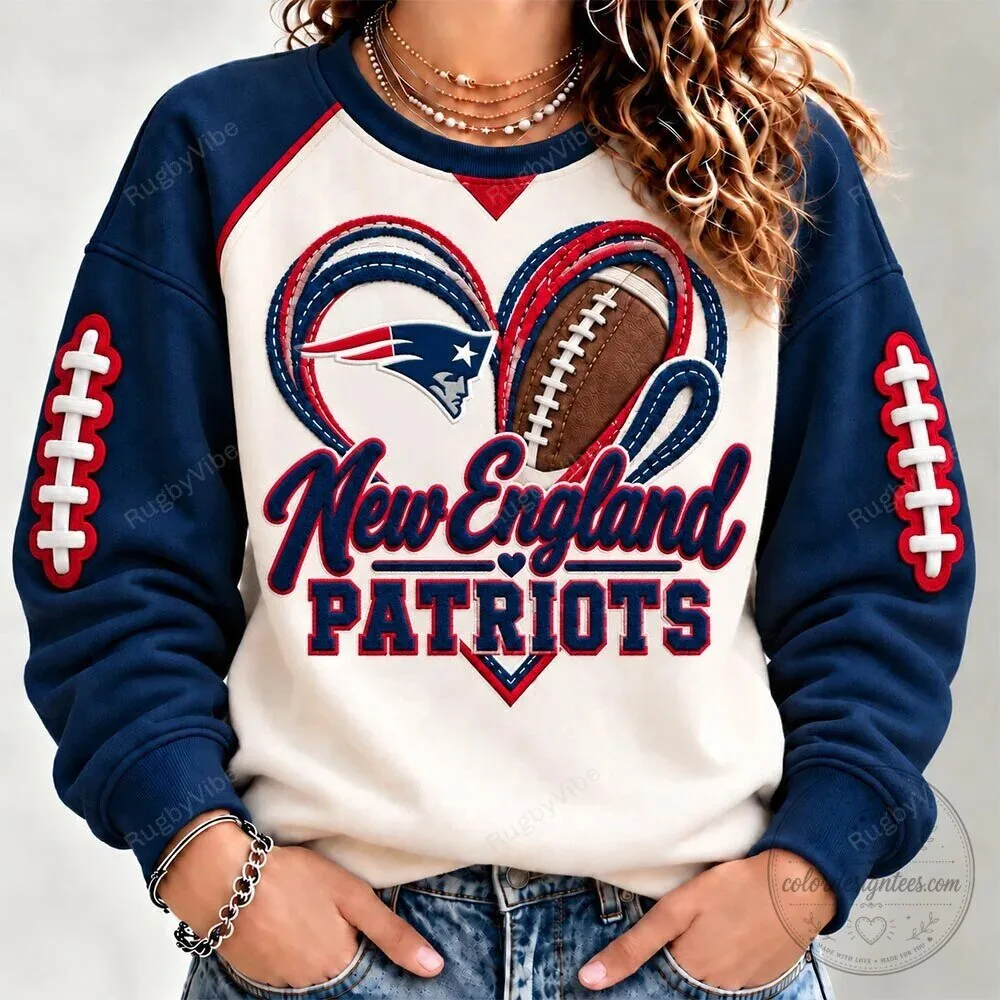 New England Patriots Football Heart Logo Sweatshirt