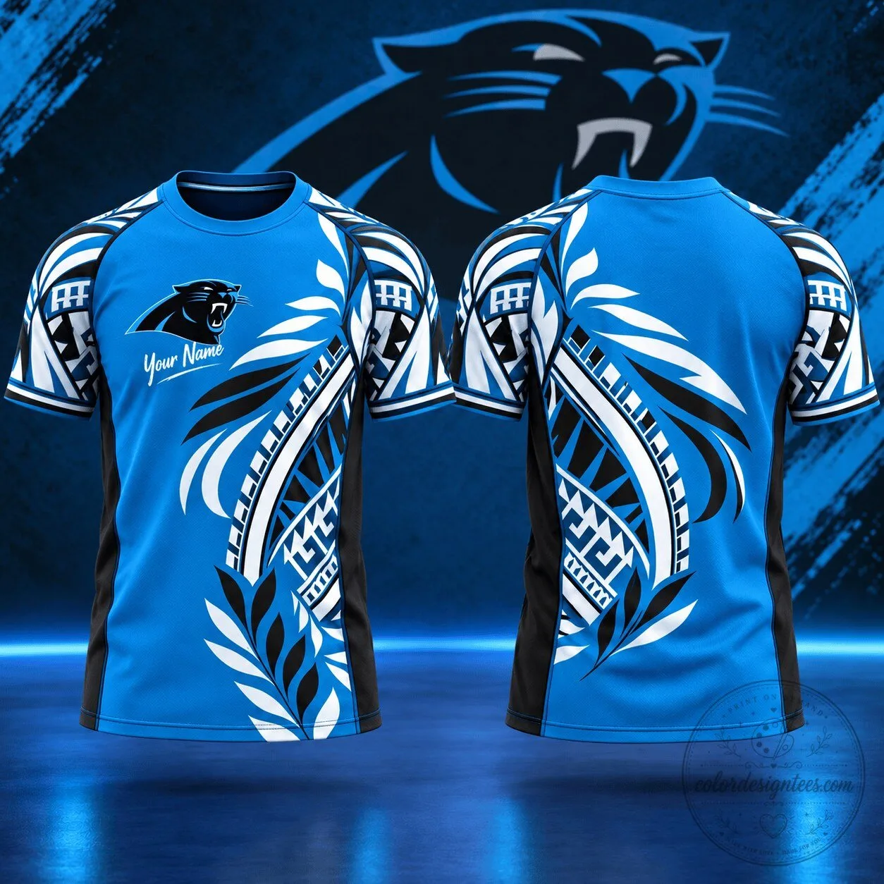 Carolina Panthers NFL Football Tribal Graphic Custom Name T-Shirt