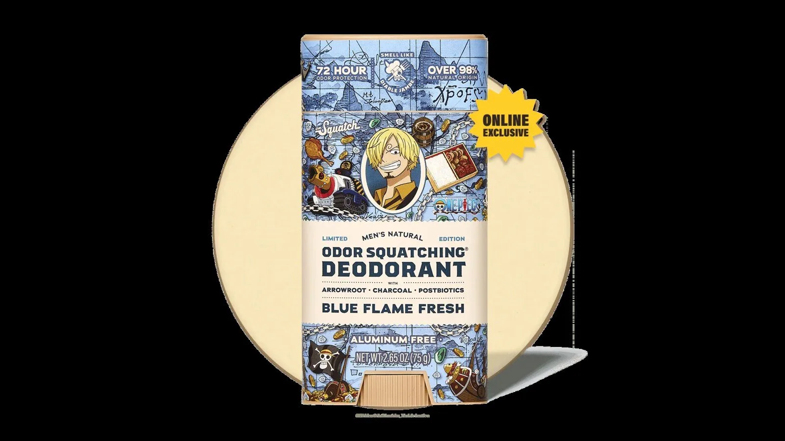 One Piece Sanji Blue Flame Fresh Natural Deodorant for Men