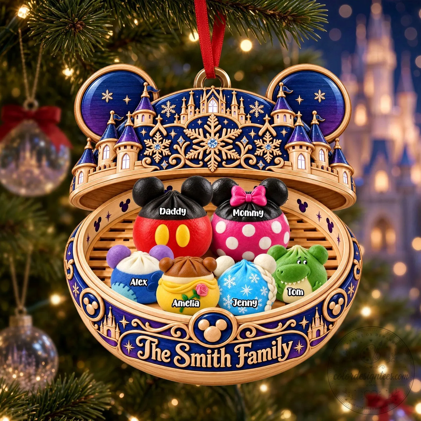 Personalized Disney Family Christmas Ornament with Mickey and Minnie