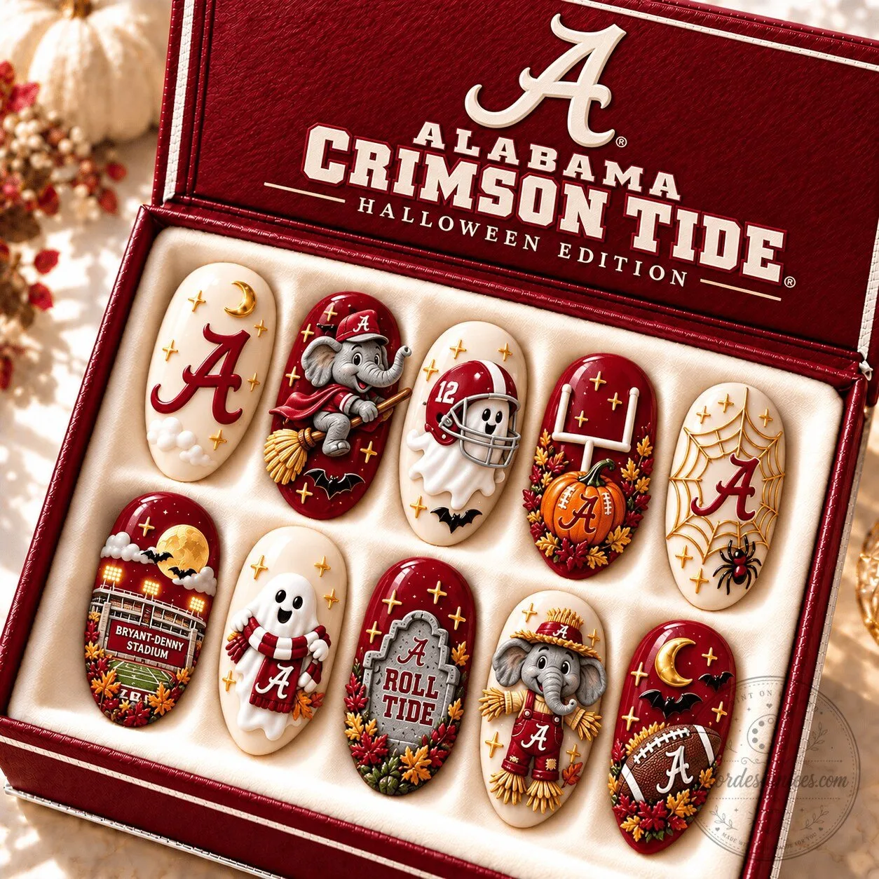 Alabama Crimson Tide Halloween Edition Press On Nails