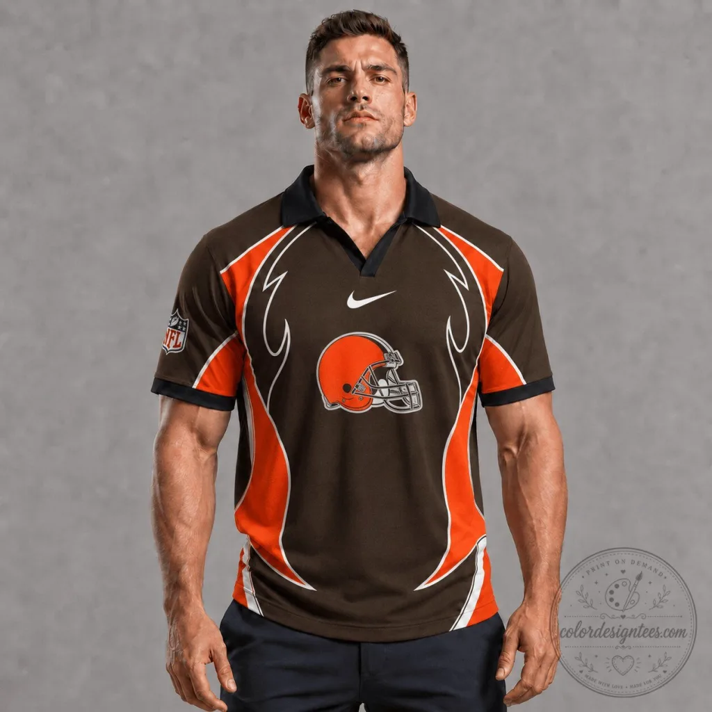 Cleveland Browns NFL Football Team Logo Brown Polo Shirt Cleveland Browns NFL Football Team Logo Brown Polo Shirt