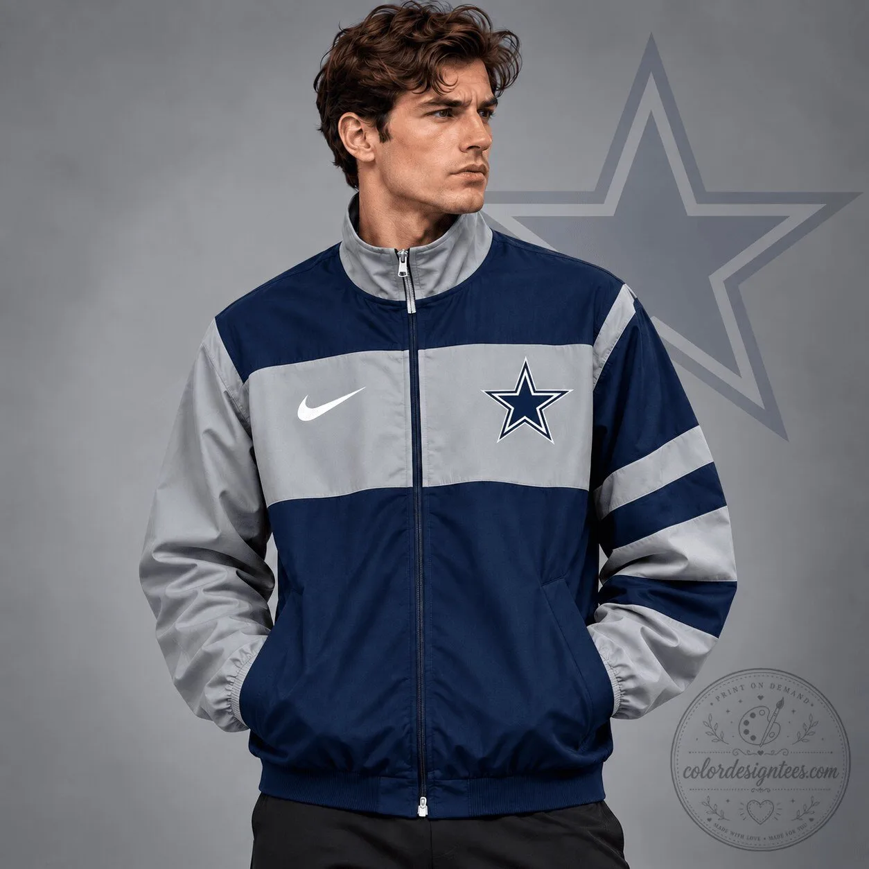 Dallas Cowboys National Football League Team Crest Color Block Full Zip Jacket