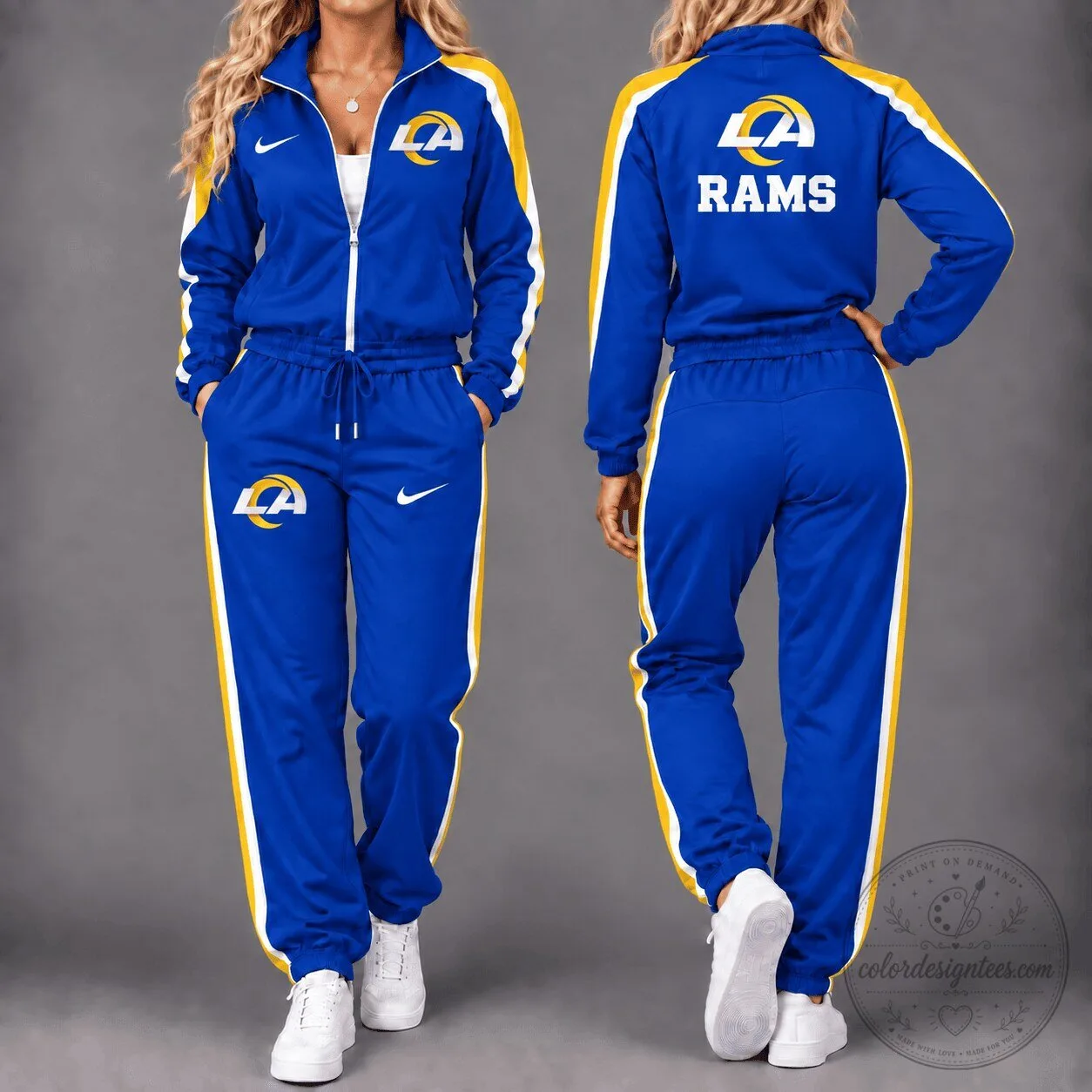 Los Angeles Rams NFL Football Team Royal Blue Tracksuit Set for Women 13 Los Angeles Rams NFL Football Team Royal Blue Tracksuit Set for Women