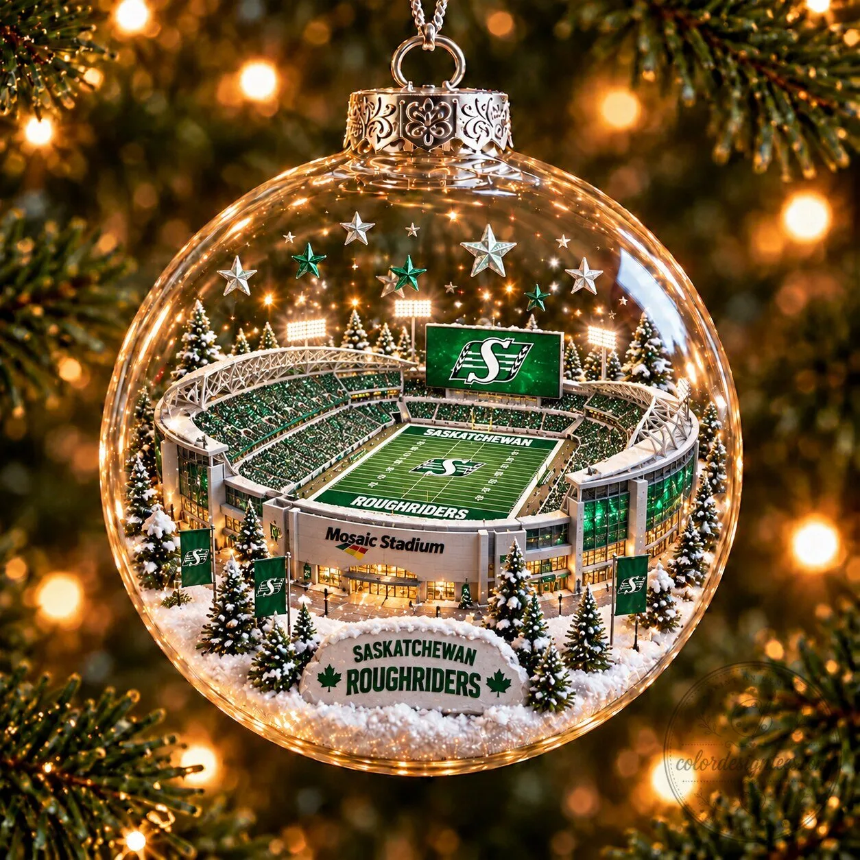 Saskatchewan Roughriders Mosaic Stadium Christmas Tree Ornament