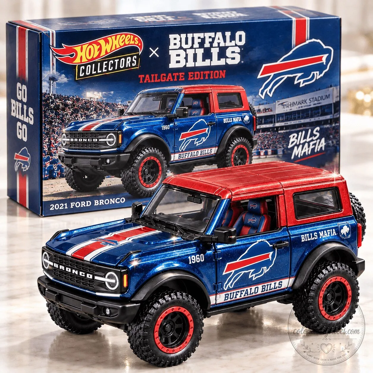 Buffalo Bills Hot Wheels Collectors 2021 Ford Bronco Tailgate Edition
