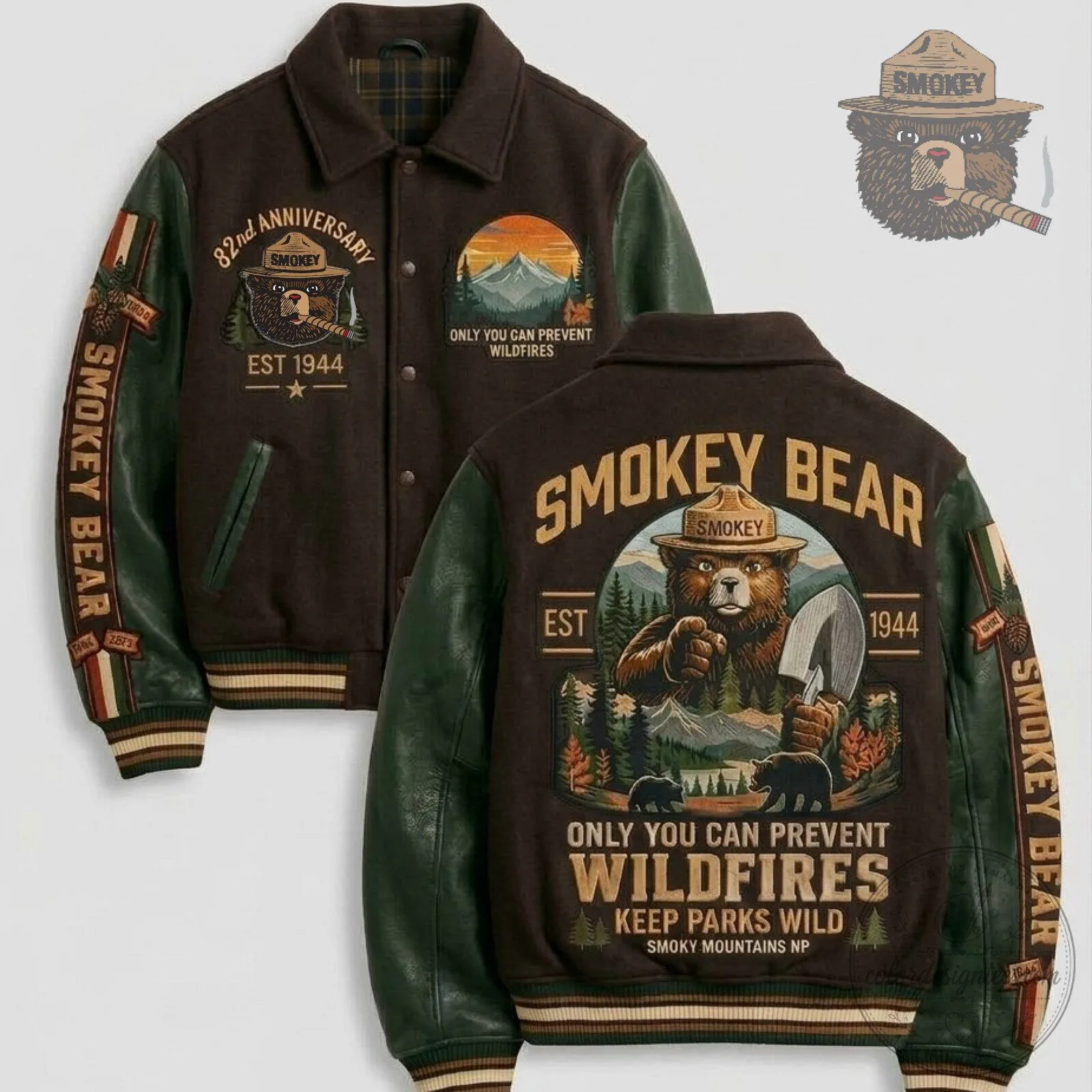 Smokey Bear Only You Can Prevent Wildfires 82nd Anniversary Bomber Jacket