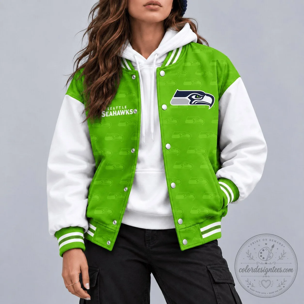 Seattle Seahawks National Football League Varsity Jacket for Women