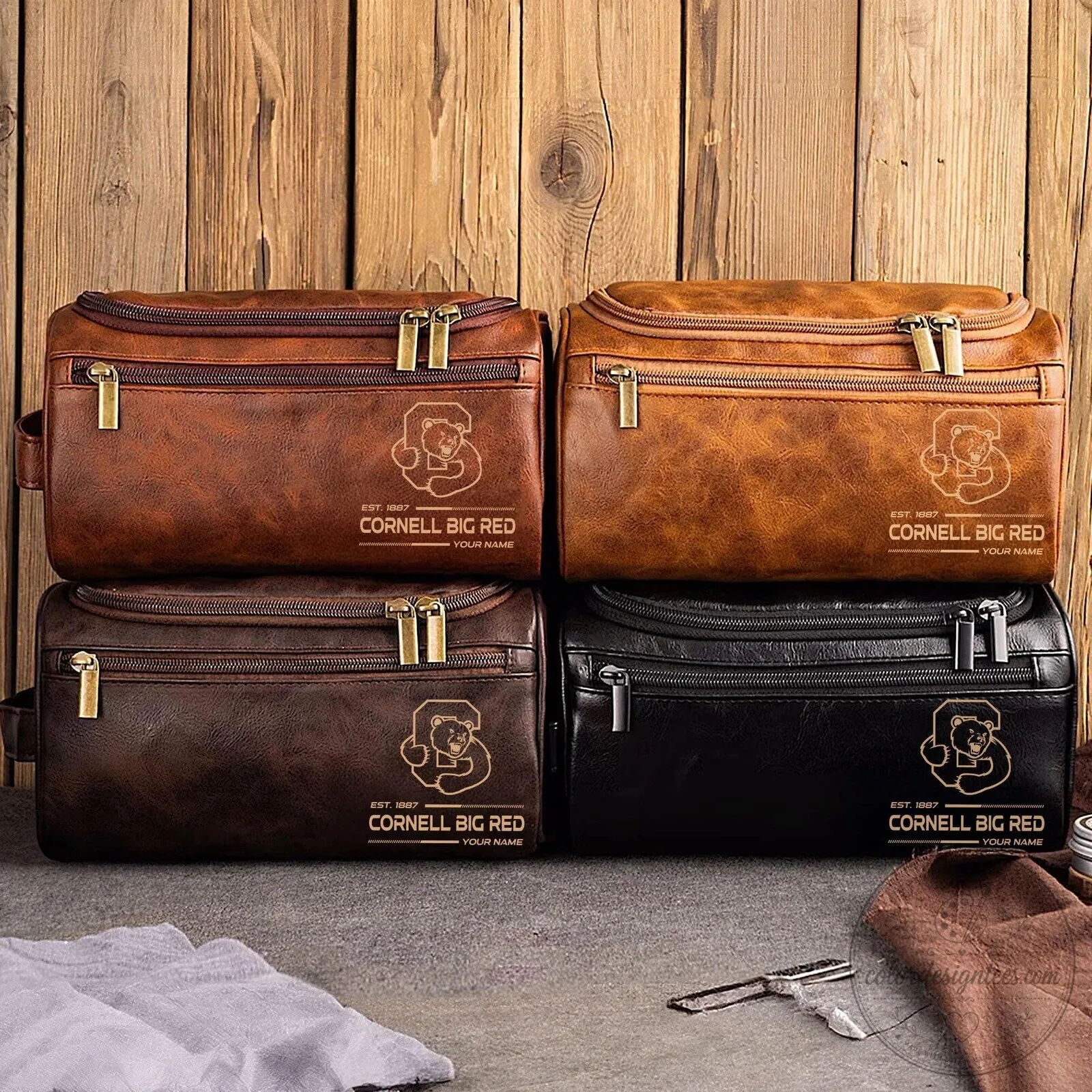Cornell Big Red Personalized Leather Toiletry Bag 1 Cornell Big Red Personalized Leather Toiletry Bag