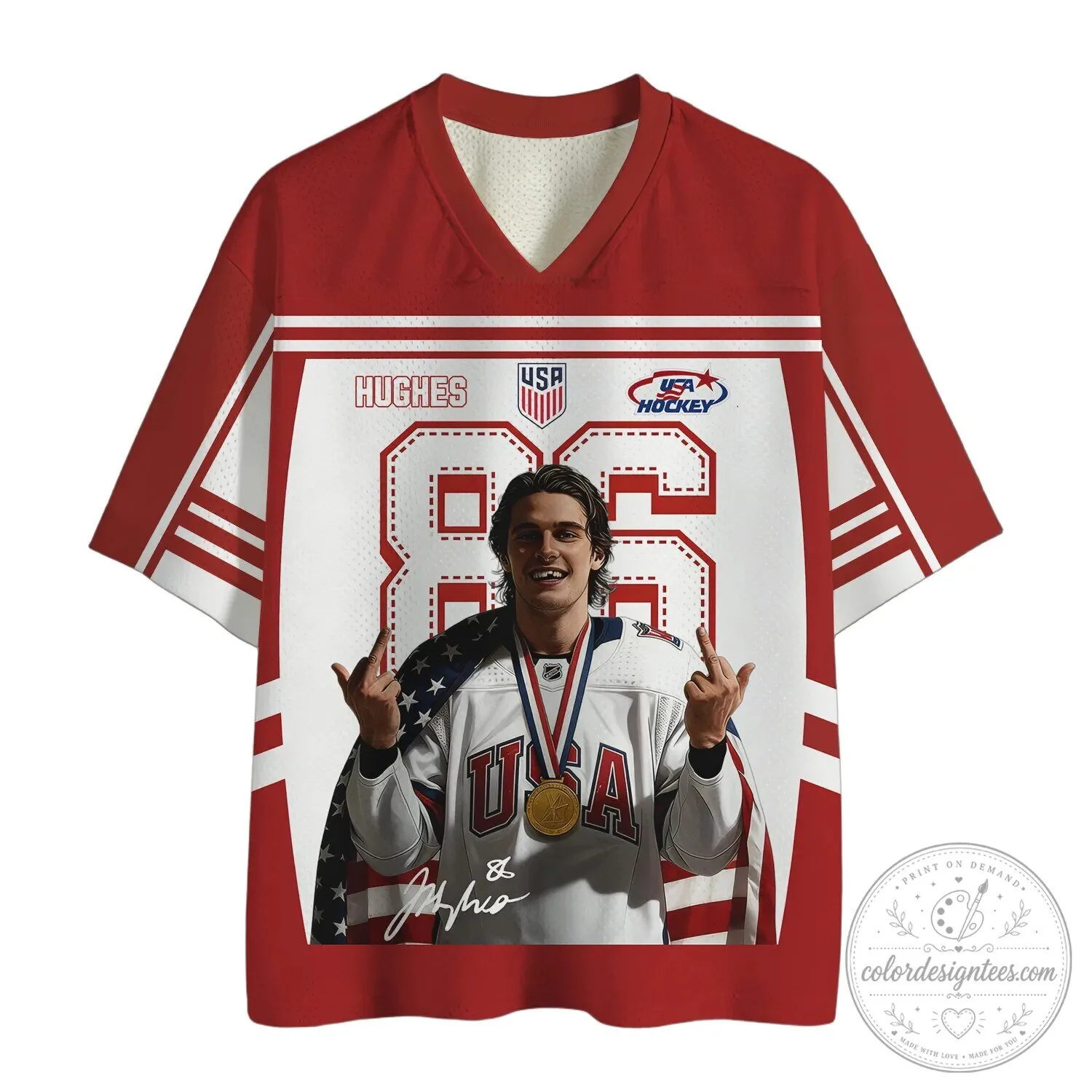 Jack Hughes USA Hockey Champion Vintage Mesh Jersey