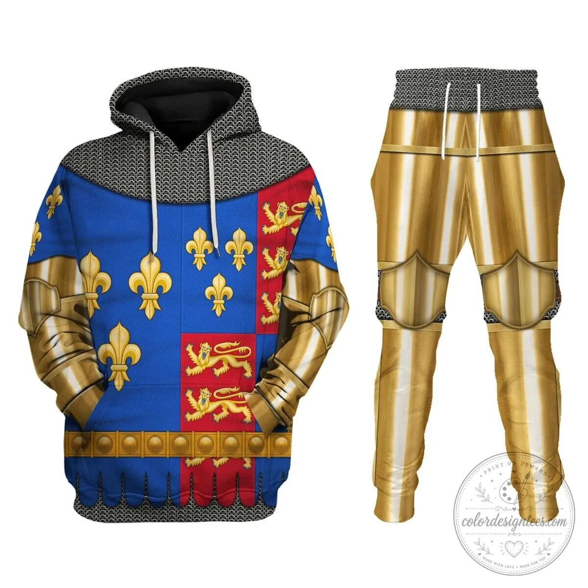 Henry VI of England Royal Armor Medieval Knight Costume Hoodie and Pants Set 16 Henry VI of England Royal Armor Medieval Knight Costume Hoodie and Pants Set