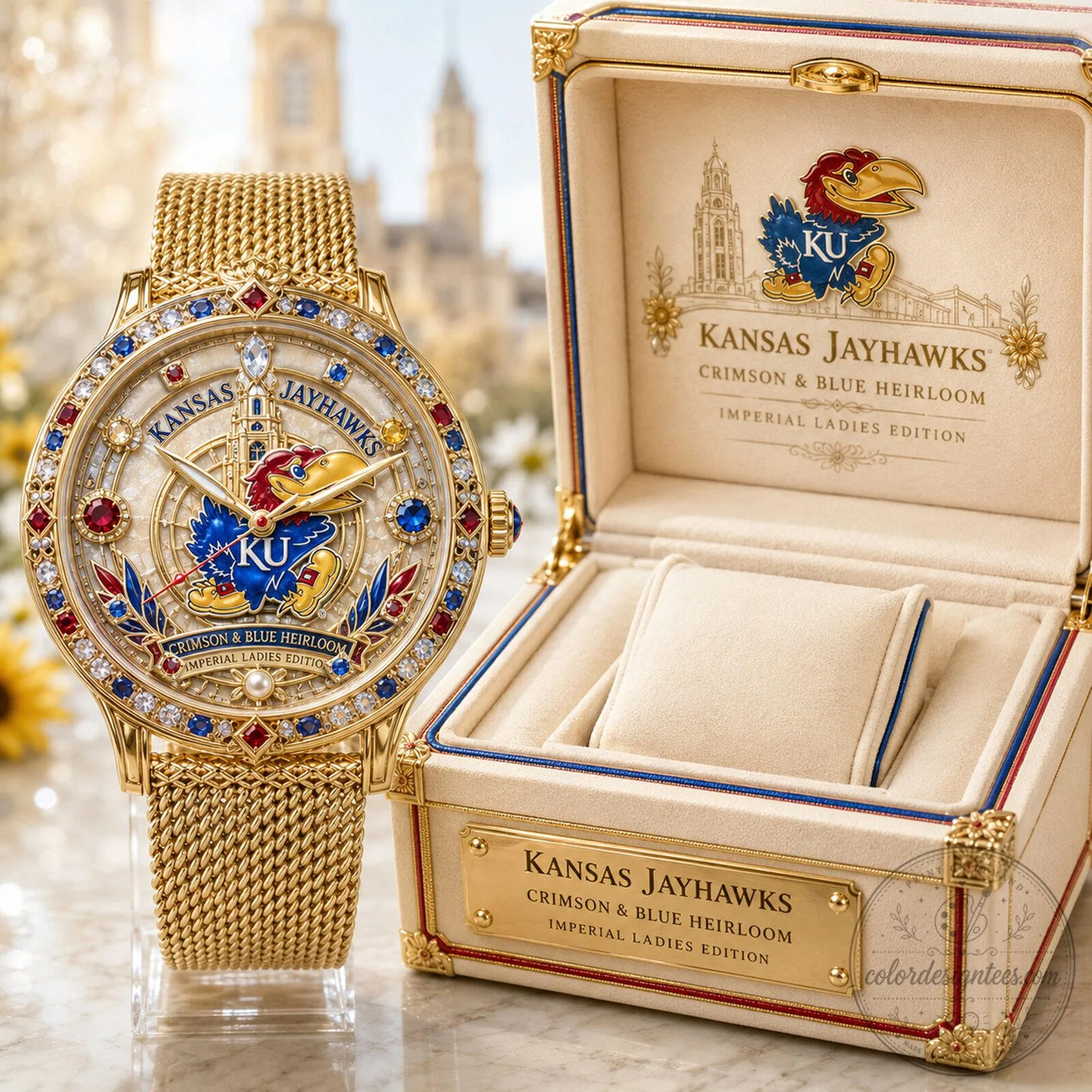 Kansas Jayhawks Crimson and Blue Heirloom Imperial Ladies Edition Watch