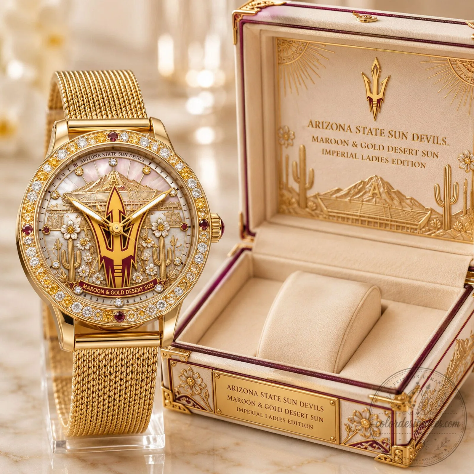 Arizona State Sun Devils Maroon and Gold Desert Sun Imperial Ladies Watch