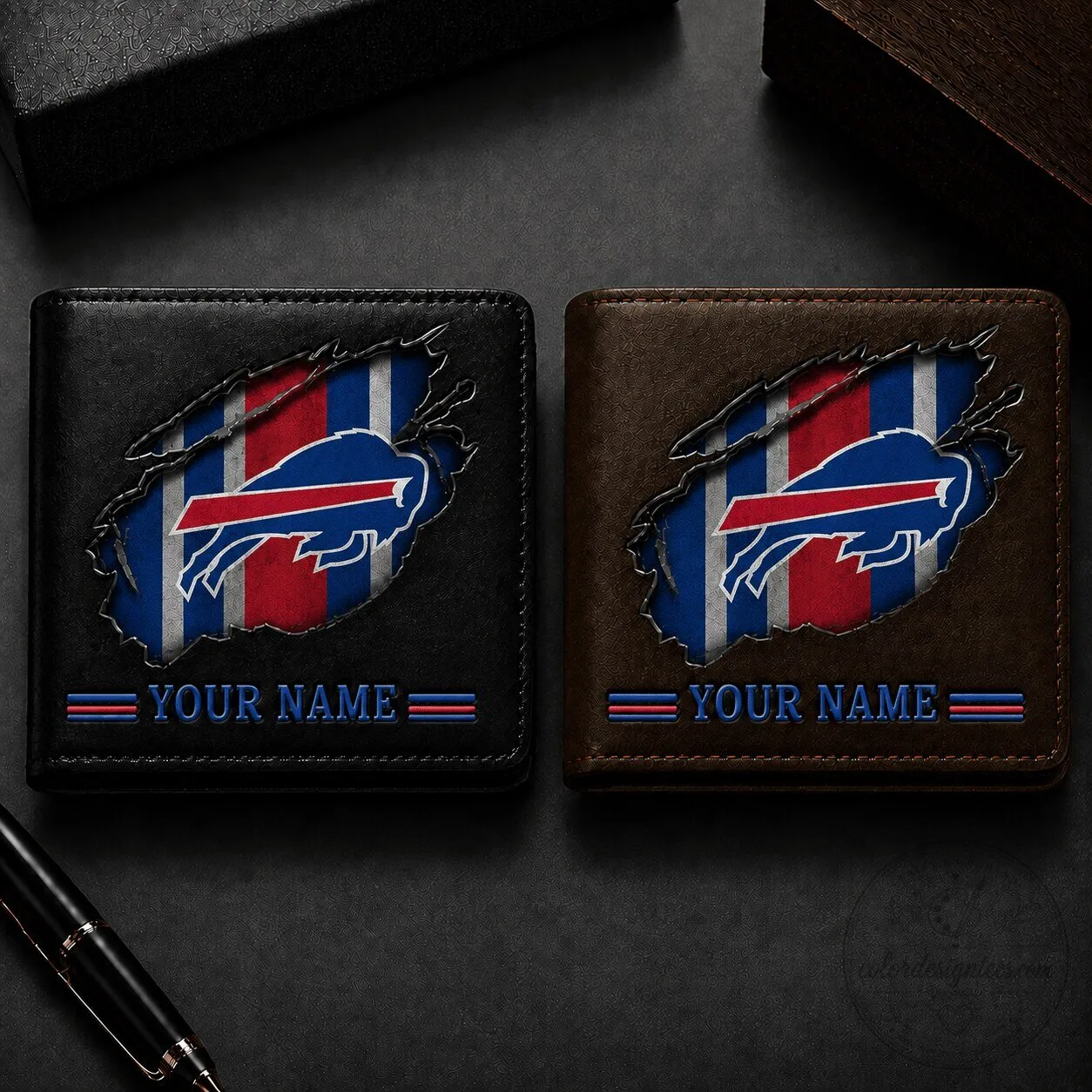 Buffalo Bills Personalized Custom Name Bi-Fold Wallet for Men