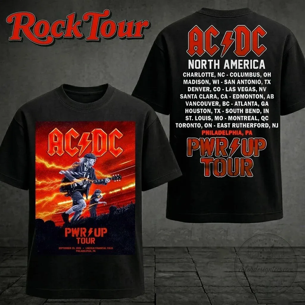 AC/DC Power Up Tour Philadelphia 2026 Concert Dates Black Graphic T-Shirt