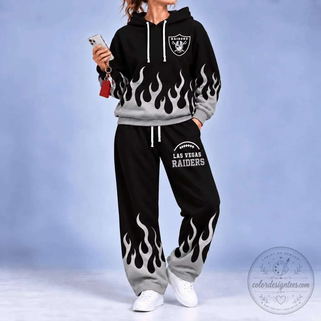 Las Vegas Raiders National Football League Flame Hoodie and Pants Set Las Vegas Raiders National Football League Flame Hoodie and Pants Set