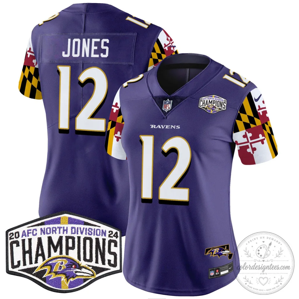 Baltimore Ravens AFC North Division Champions Women's Football Jersey Baltimore Ravens AFC North Division Champions Women's Football Jersey
