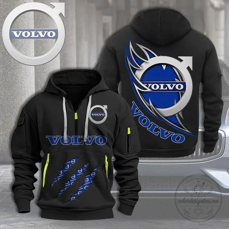 Volvo Car Logo Personalized Quarter Zip Hoodie for Men and Women