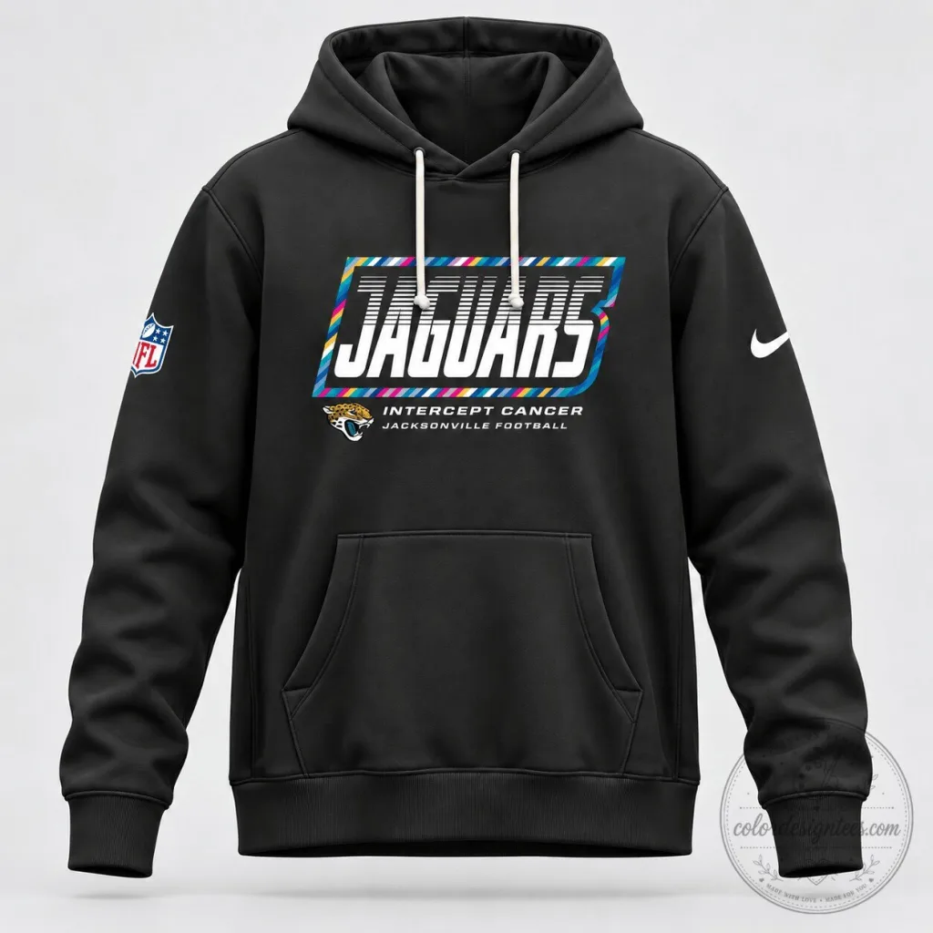 Crucial Catch Football Hoodie for Jacksonville Jaguars - Intercept Cancer Edition Crucial Catch Football Hoodie for Jacksonville Jaguars - Intercept Cancer Edition