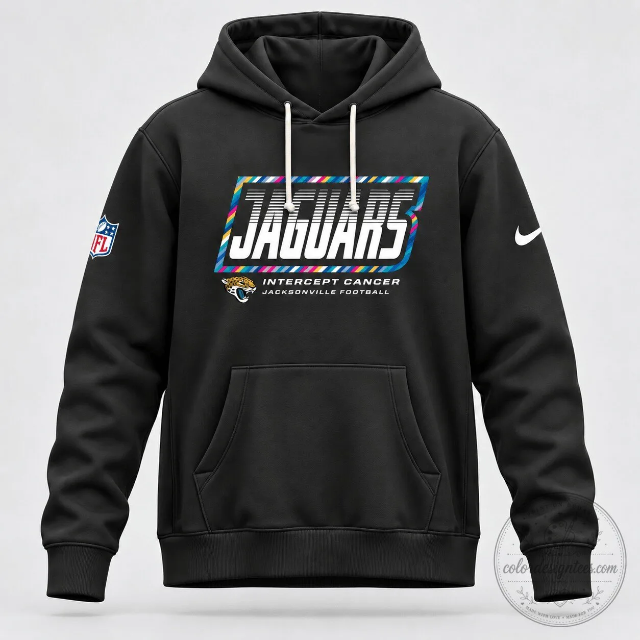 Crucial Catch Football Hoodie for Jacksonville Jaguars - Intercept Cancer Edition