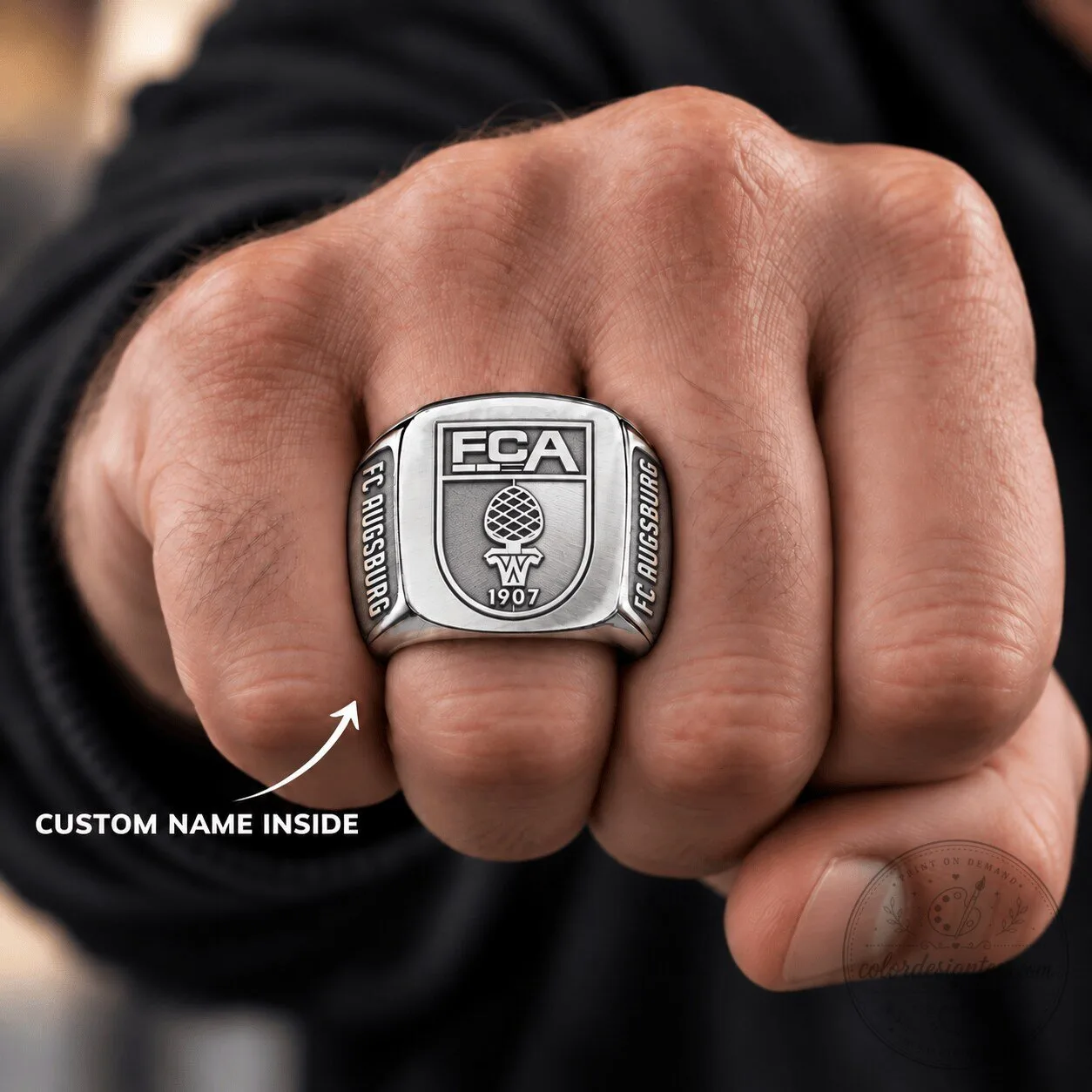 FC Augsburg Bundesliga Football Club Custom Engraved Ring for Men