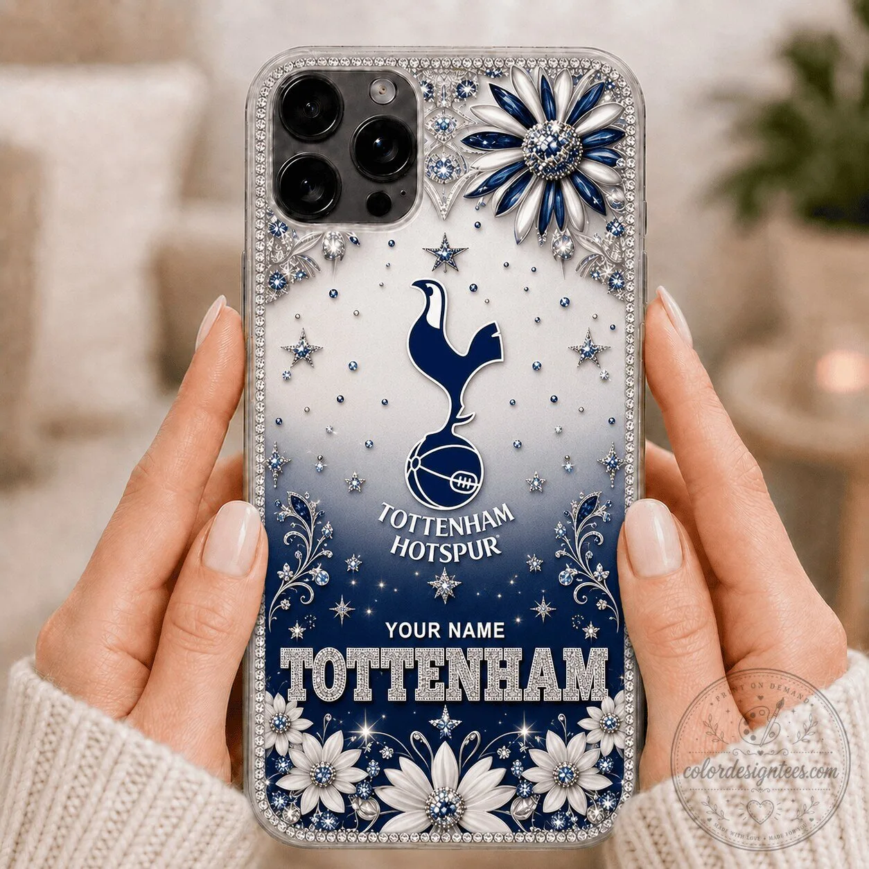 Tottenham Hotspur Football Club Custom Name Bling Phone Case for iPhone