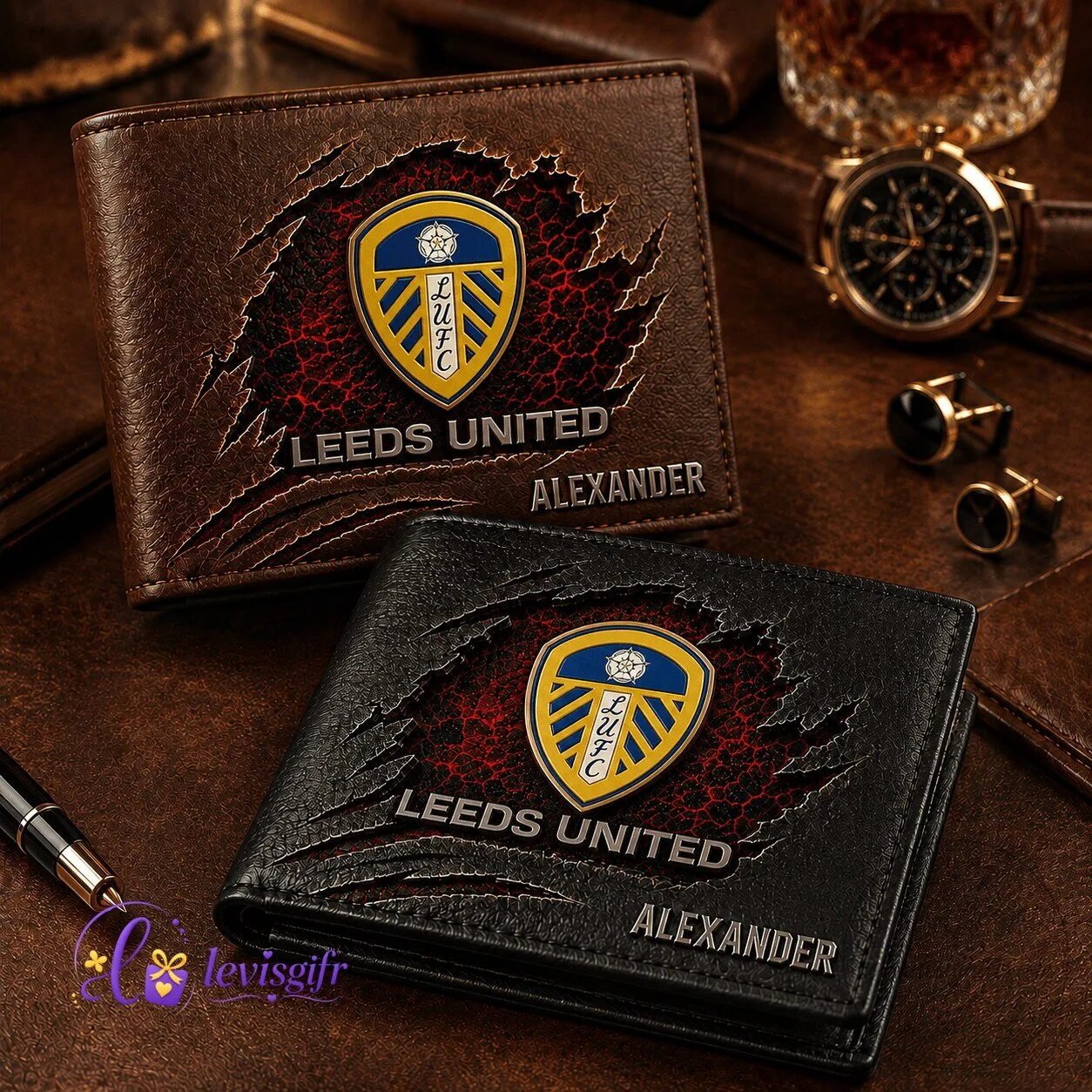 Leeds United Football Club Personalized Leather Wallet