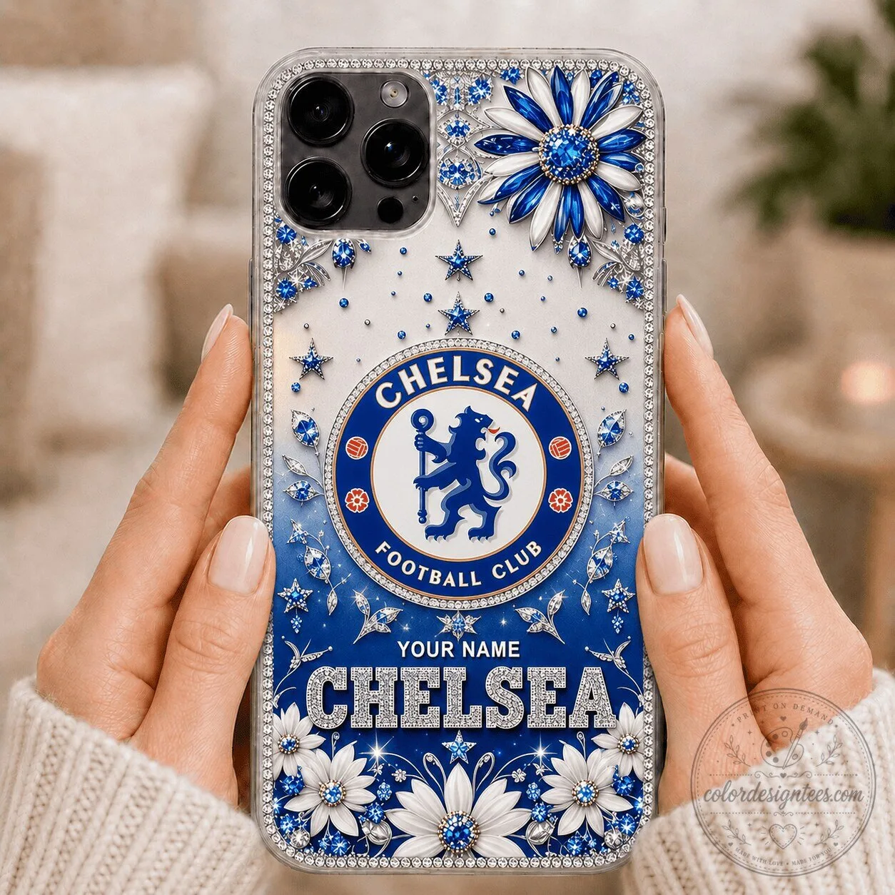 Chelsea Football Club Custom Name Bling Rhinestone Phone Case