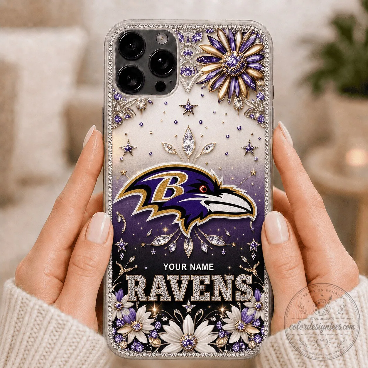 Baltimore Ravens NFL Football Team Custom Name Bling Rhinestone Phone Case