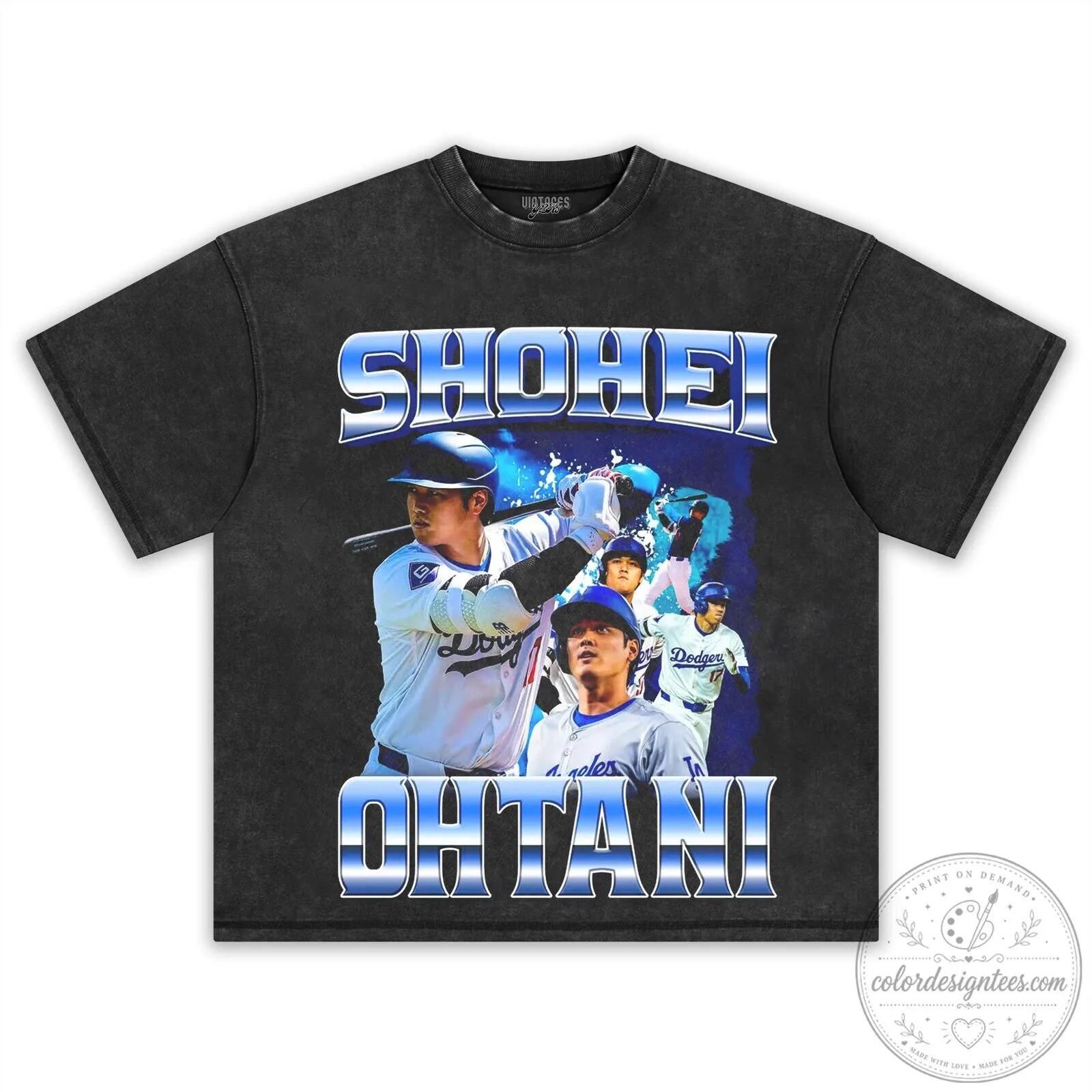 Graphic Tee of Shohei Ohtani, Player for the Los Angeles Dodgers Baseball Team 11 Graphic Tee of Shohei Ohtani, Player for the Los Angeles Dodgers Baseball Team