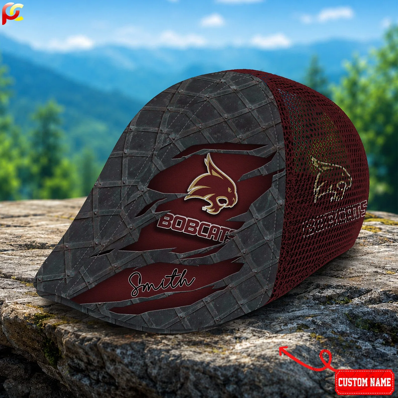Texas State Bobcats NCAA Mesh Golf Cap Hat with Custom Name
