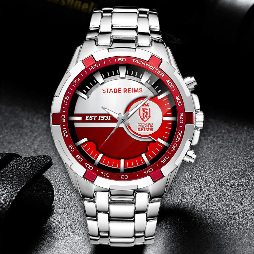 Stade Reims Football Club Team Logo Stainless Steel Chronograph Watch 3 Stade Reims Football Club Team Logo Stainless Steel Chronograph Watch