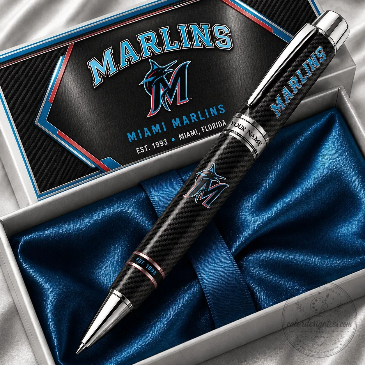 Miami Marlins Baseball Team Carbon Fiber Ballpoint Pen
