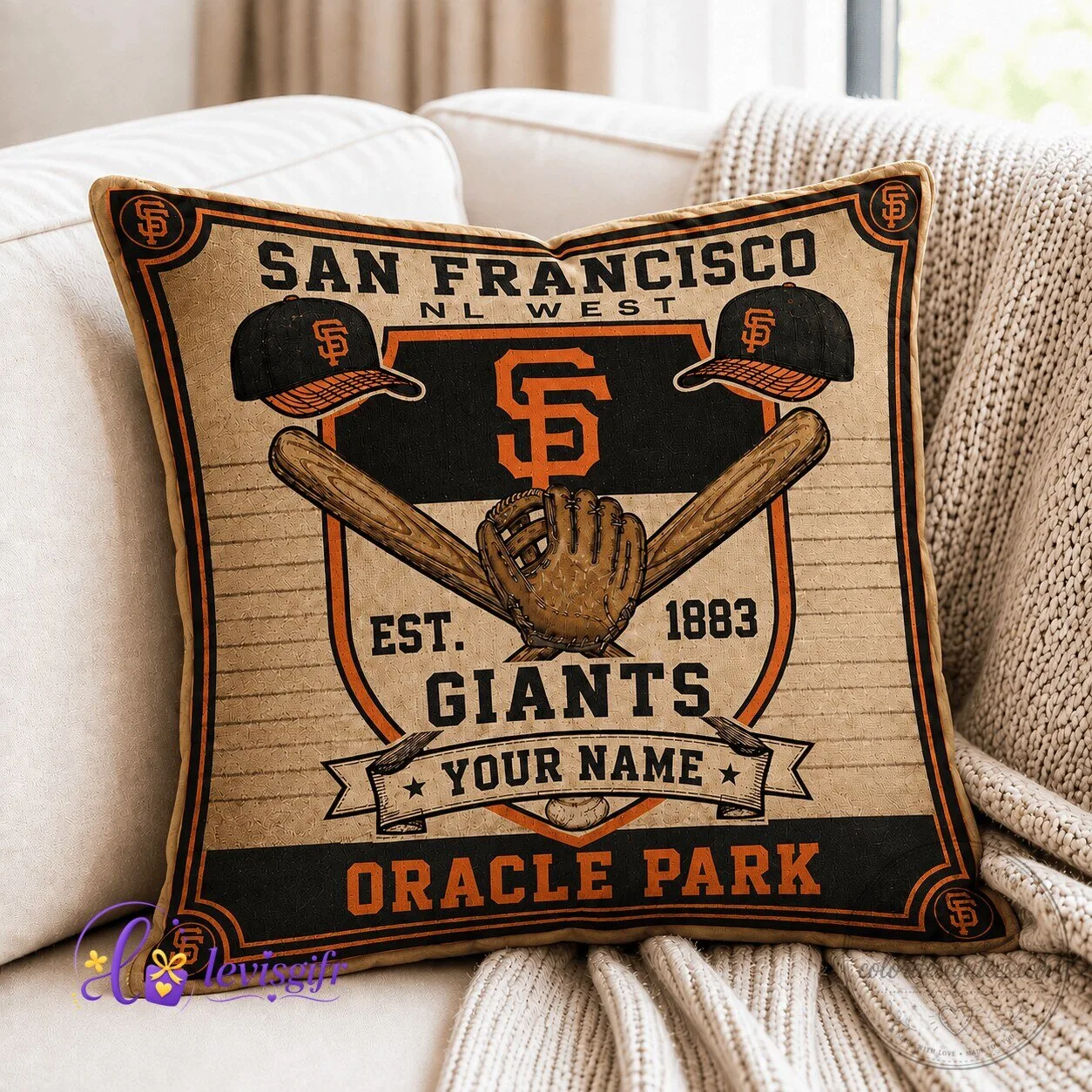 San Francisco Giants Baseball Team Vintage Logo Throw Pillow Case
