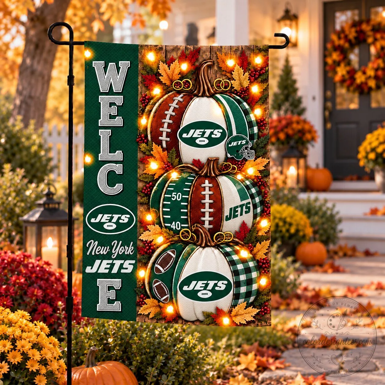 New York Jets Football Halloween Welcome Garden Flag