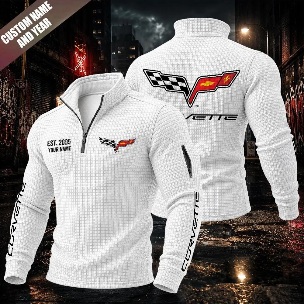 Corvette C6 Textured Grid Quarter-Zip Pullover Sweatshirt
