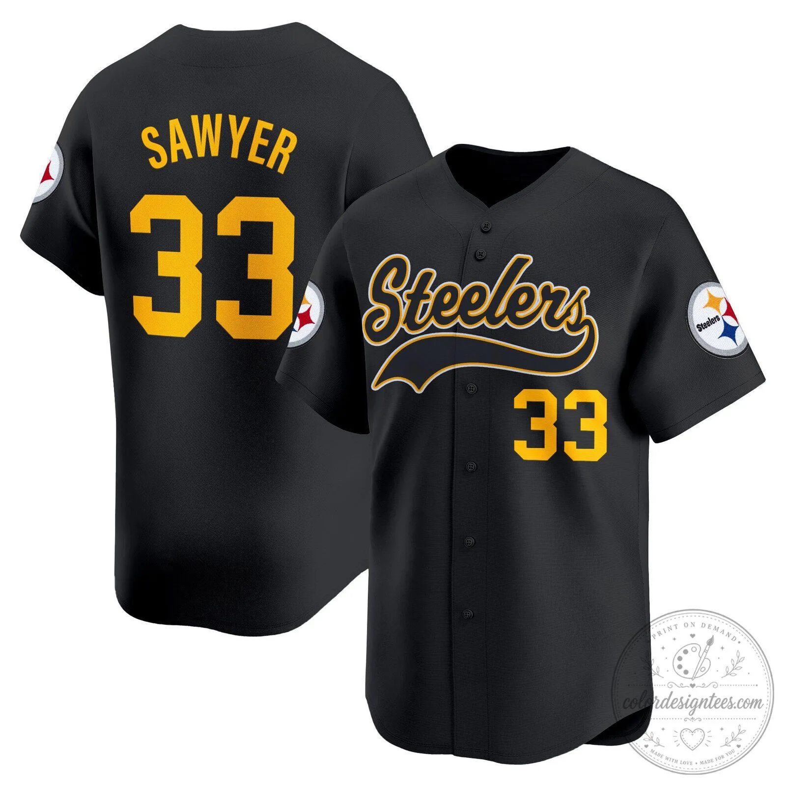 Pittsburgh Steelers Sawyer Baseball Jersey Black